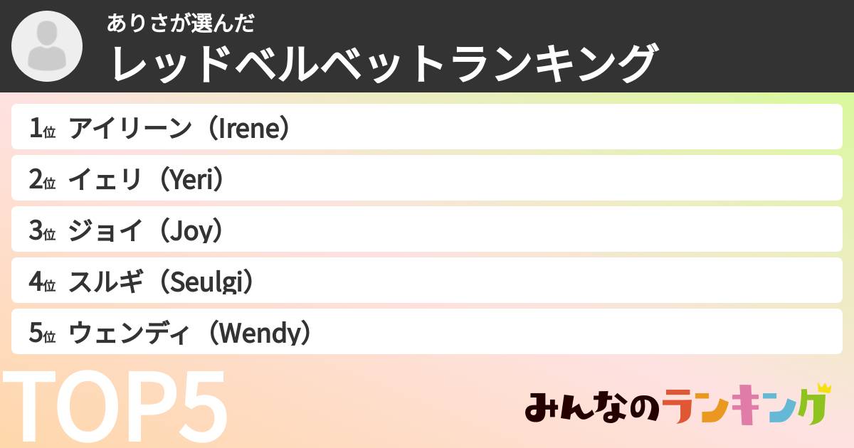ありささんの「レッドベルベットランキング」