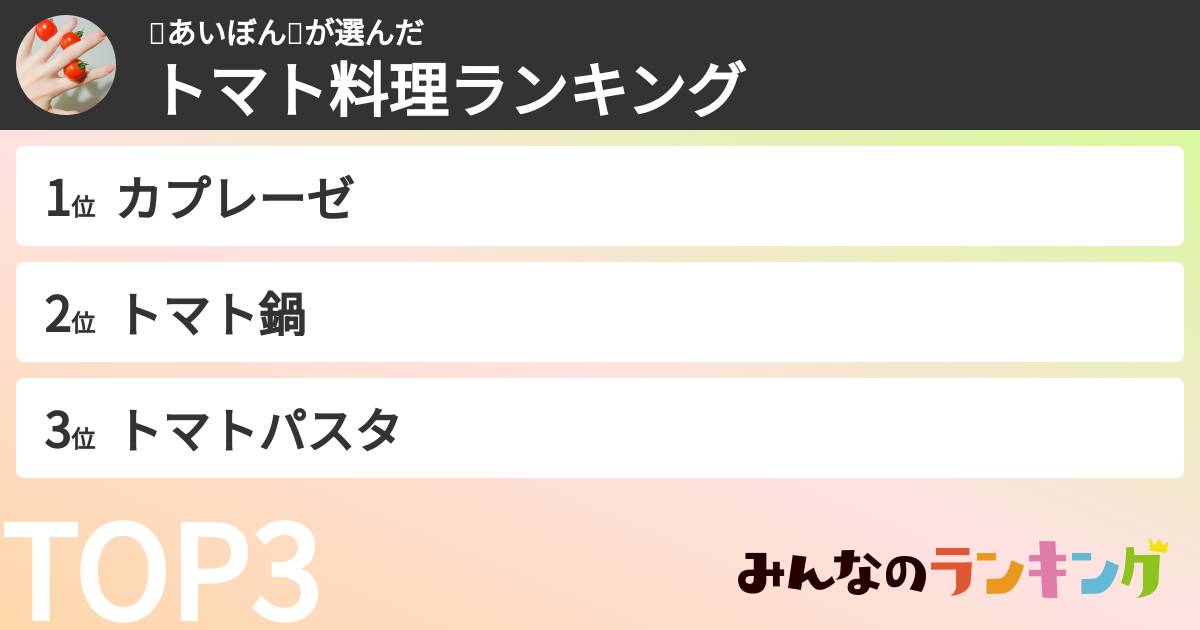 🍅あいぼん🍅さんの「トマト料理ランキング」