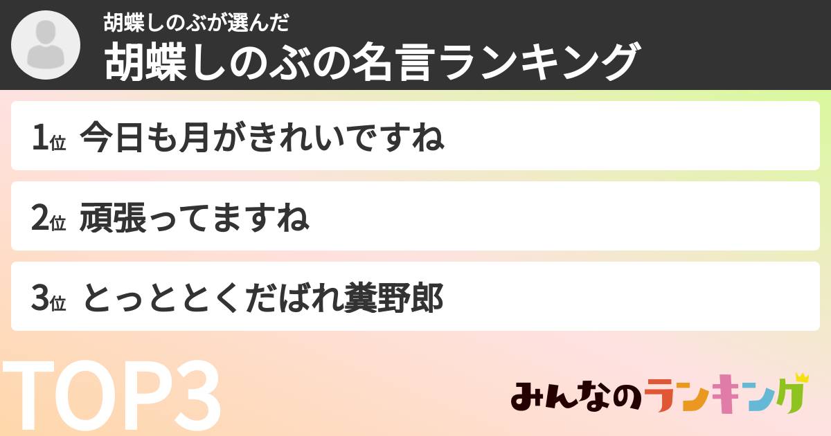 胡蝶しのぶさんの「胡蝶しのぶの名言ランキング」