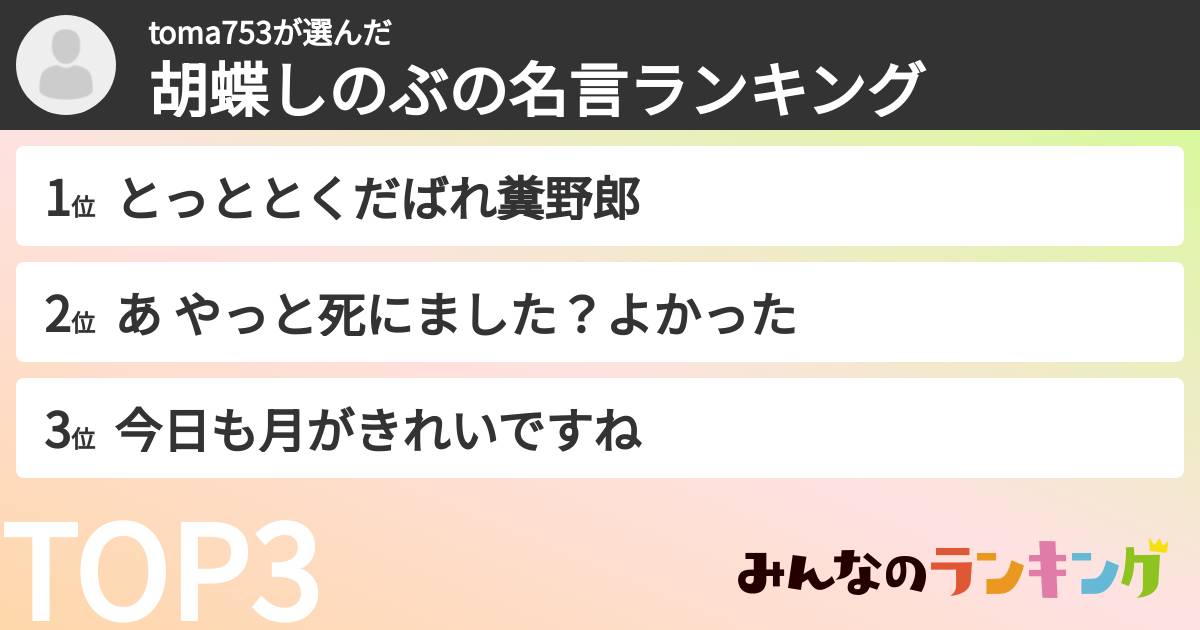 toma753さんの「胡蝶しのぶの名言ランキング」