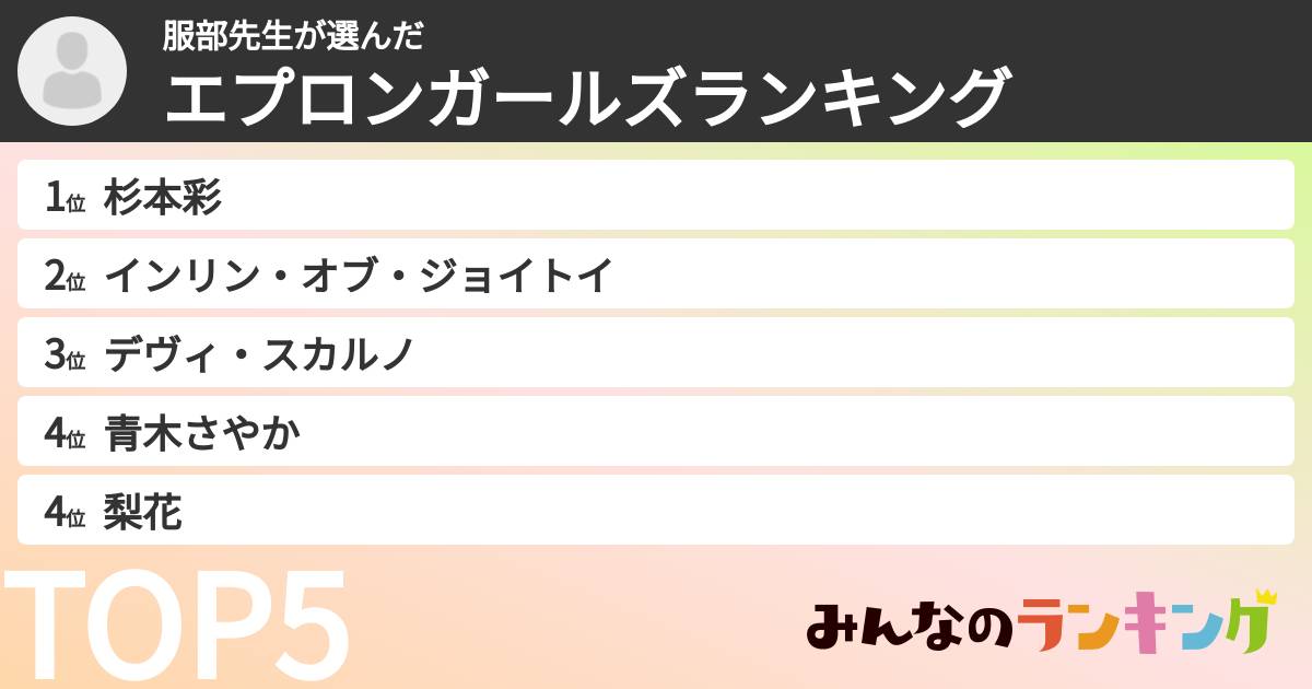 服部先生さんの「エプロンガールズランキング」