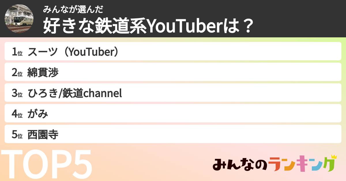 みんなさんの「好きな鉄道系YouTuberは？」