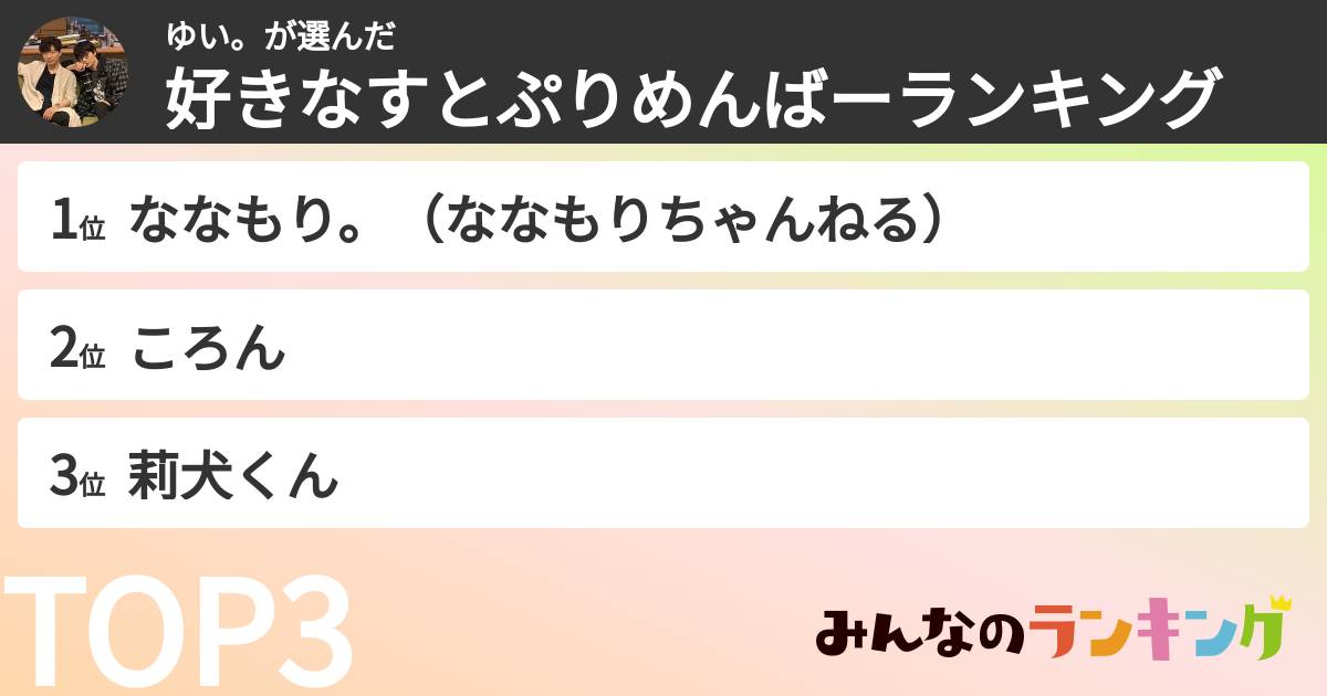 ゆい。さんの「好きなすとぷりめんばーランキング」