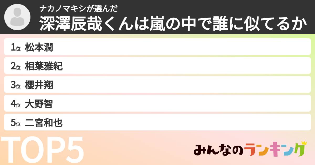 ナカノマキシさんの「深澤辰哉くんは嵐の中で誰に似てるか」