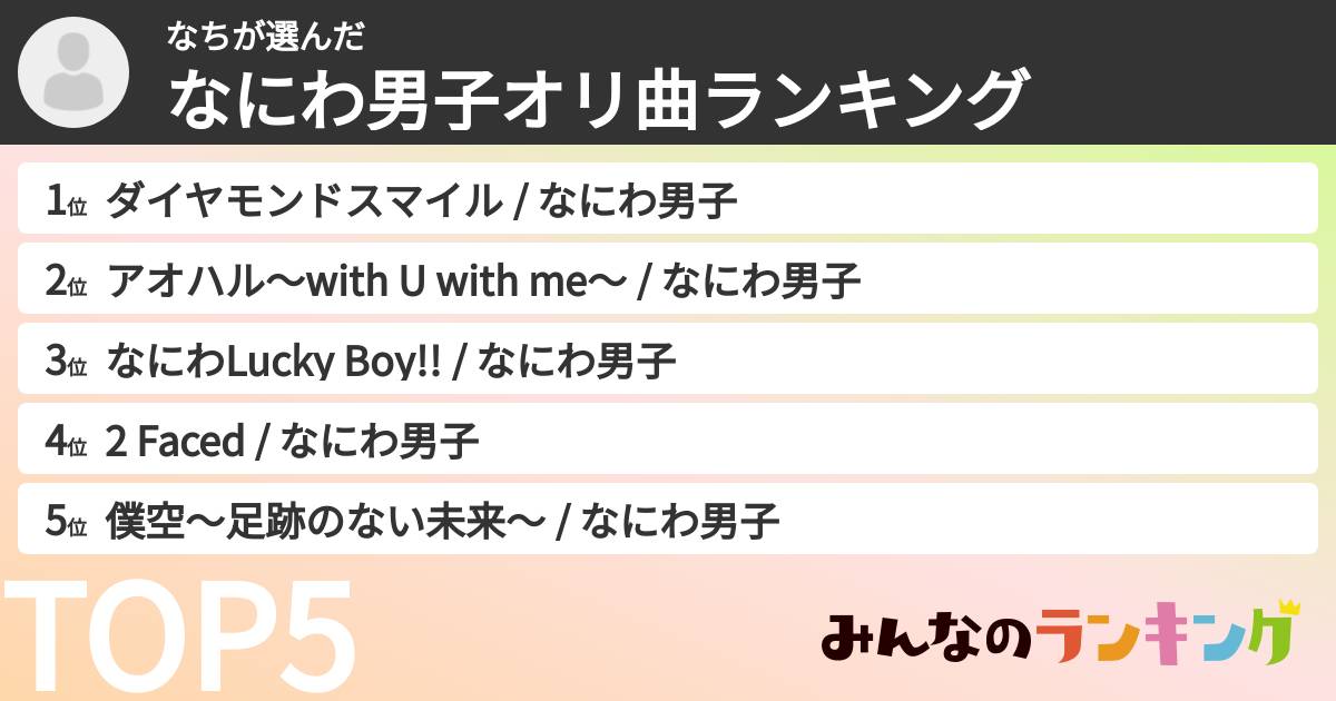 なちさんの「なにわ男子オリ曲ランキング」