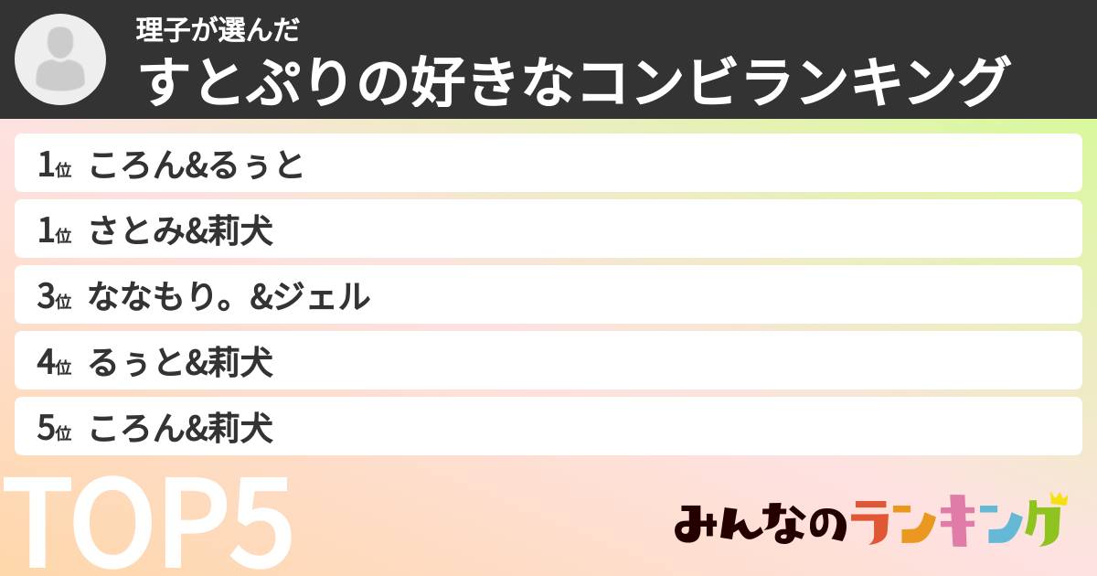 理子さんの「すとぷりの好きなコンビランキング」