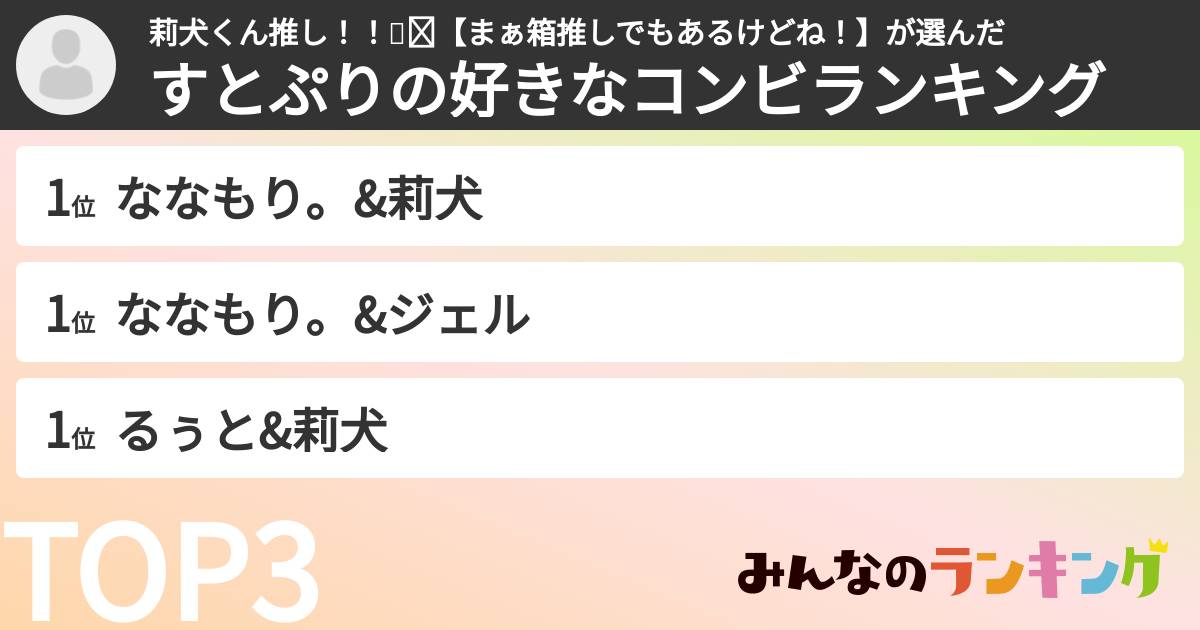 莉犬くん推し!!🐕❤【まぁ箱推しでもあるけどね!】さんの「すとぷりの好きなコンビランキング」