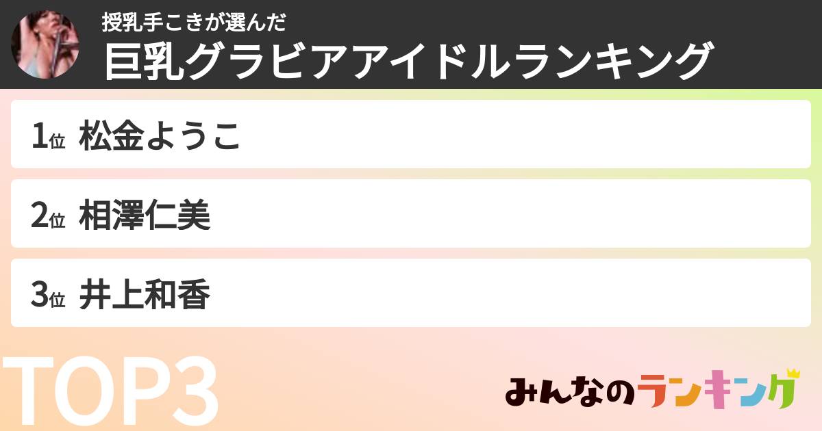 授乳手こきさんの「巨乳グラビアアイドルランキング」