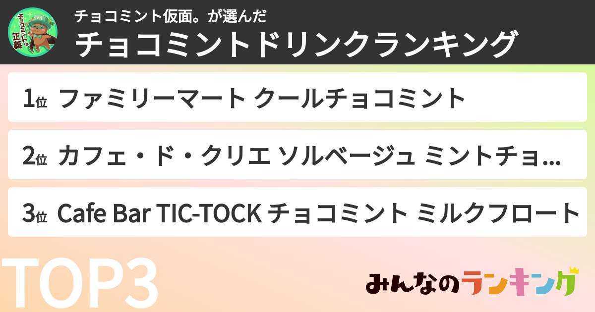 チョコミント仮面。さんの「チョコミントドリンクランキング」