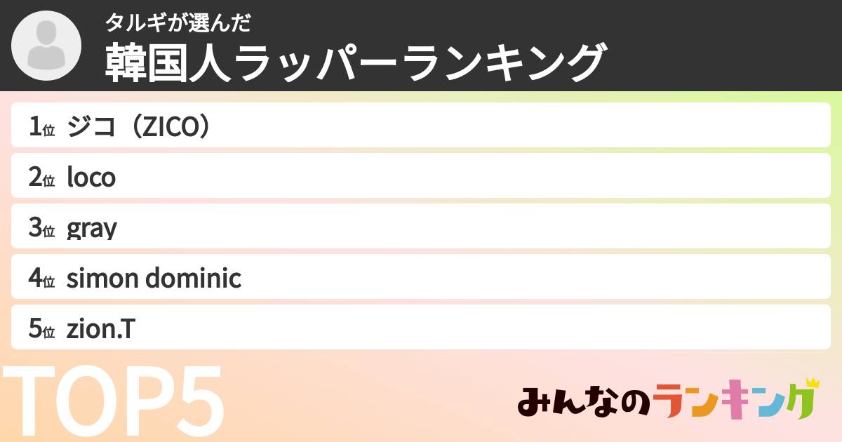タルギさんの「韓国人ラッパーランキング」