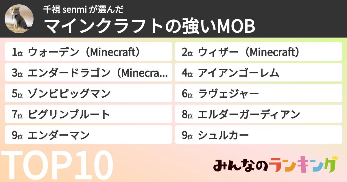 千視 senmi さんの「マインクラフトの強いMOB 」