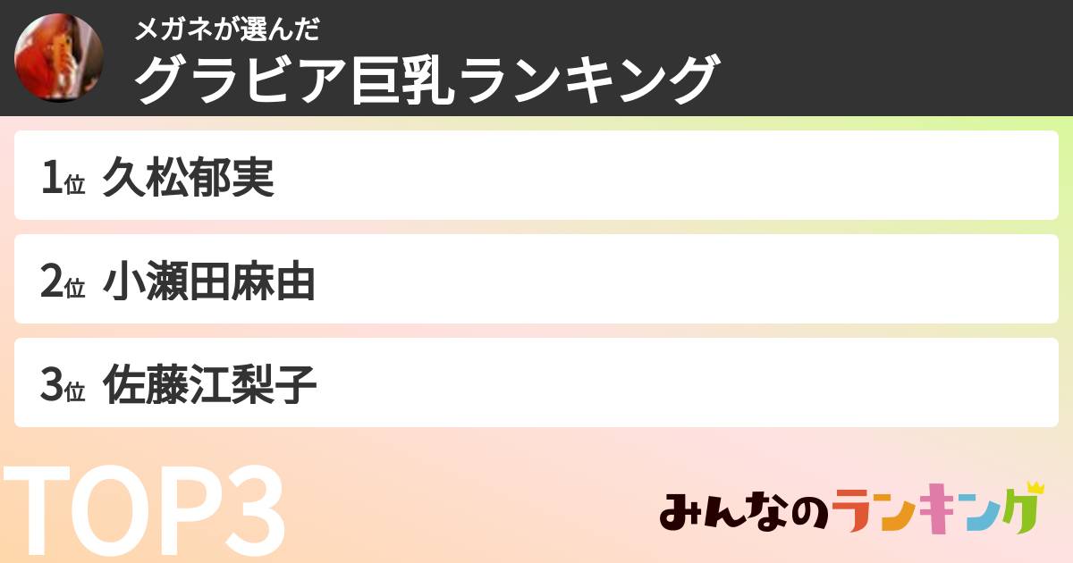 メガネさんの「グラビア巨乳ランキング」