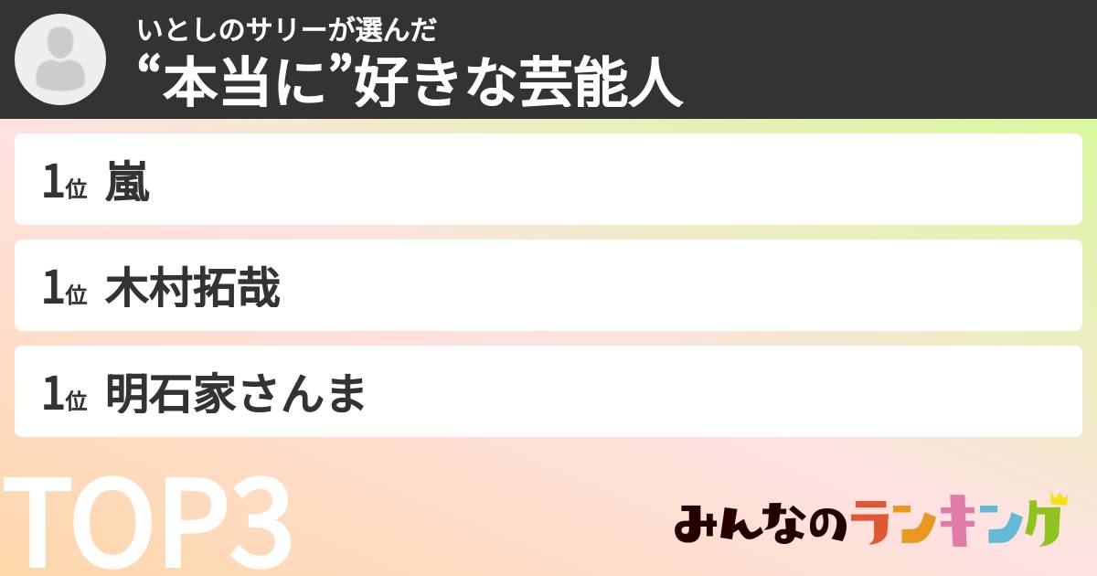 いとしのサリーさんの「“本当に”好きな芸能人」