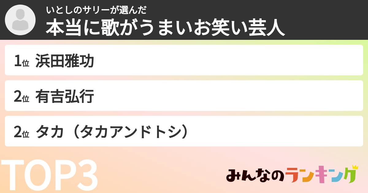 いとしのサリーさんの「本当に歌がうまいお笑い芸人」
