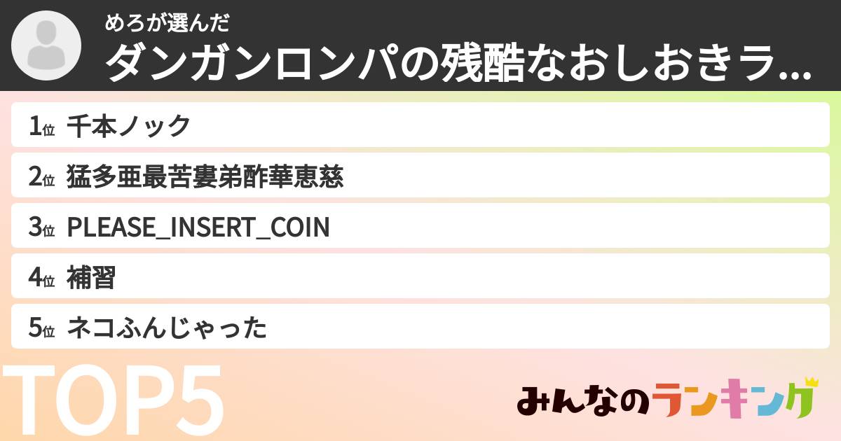 めろさんの「ダンガンロンパの残酷なおしおきランキング」