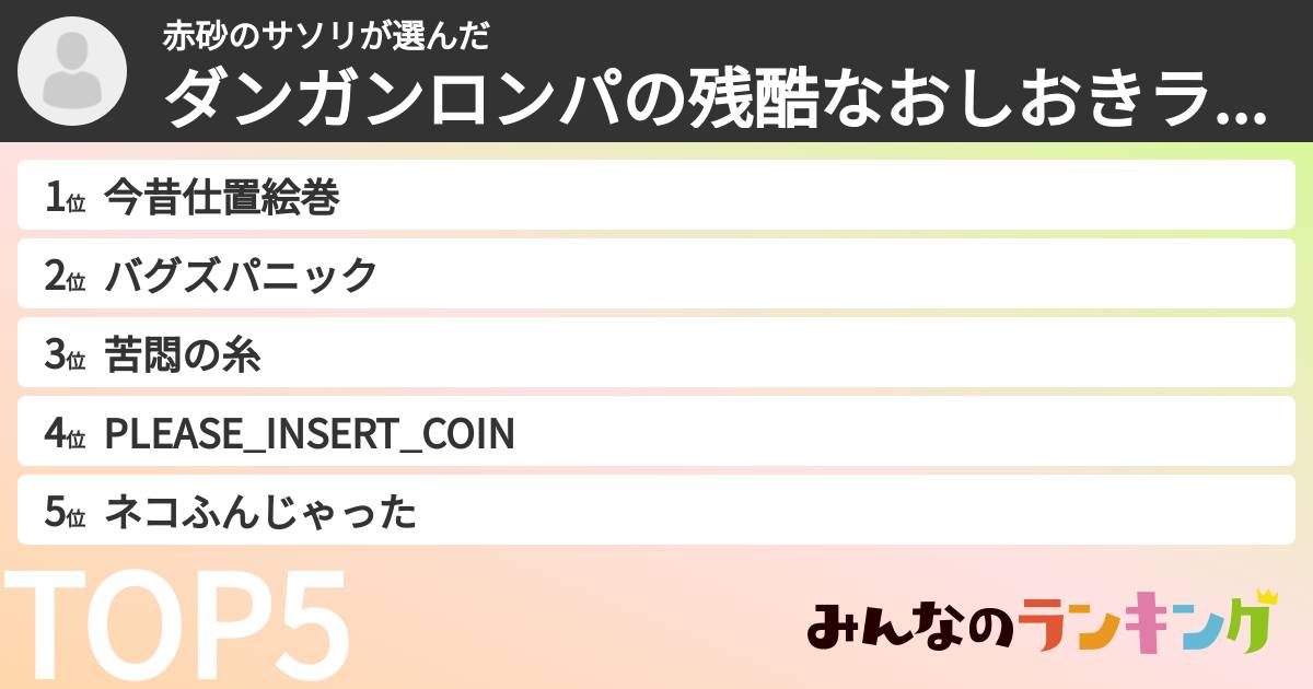 赤砂のサソリさんの「ダンガンロンパの残酷なおしおきランキング」