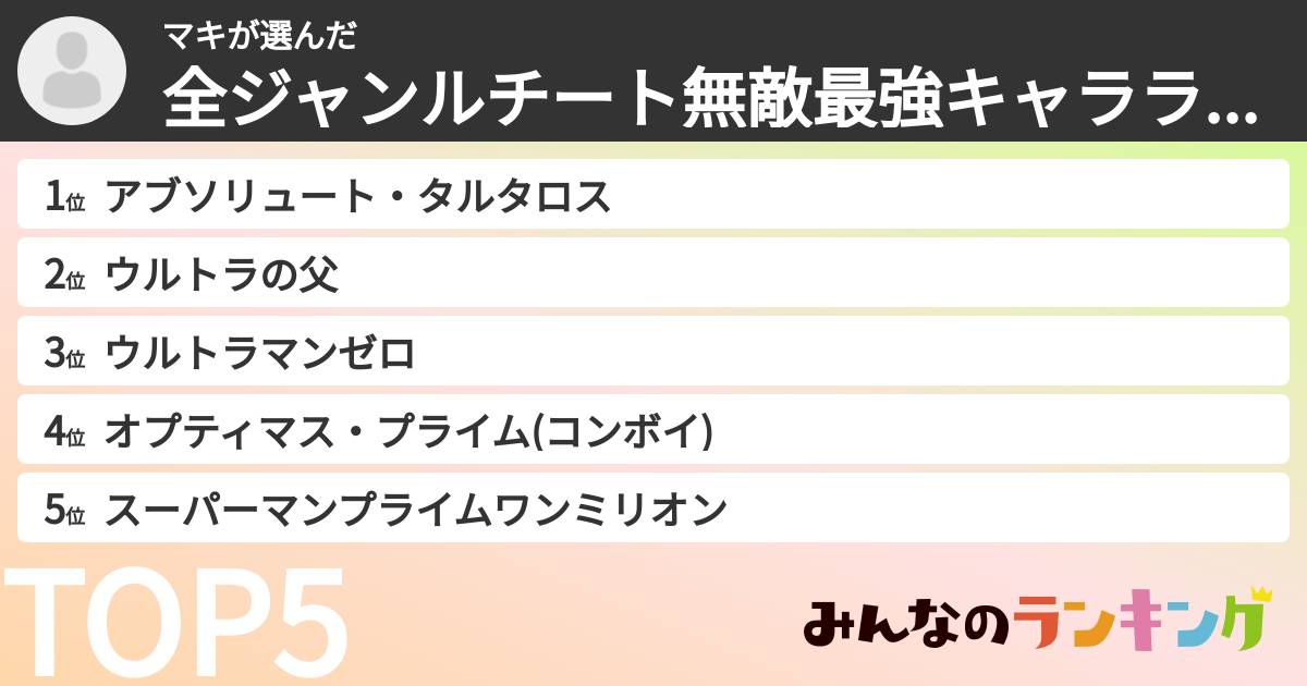 マキさんの「全ジャンルチート無敵最強キャラランキングパート3」