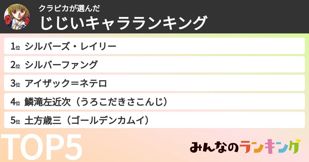 クラピカさんの「じじいキャラランキング」