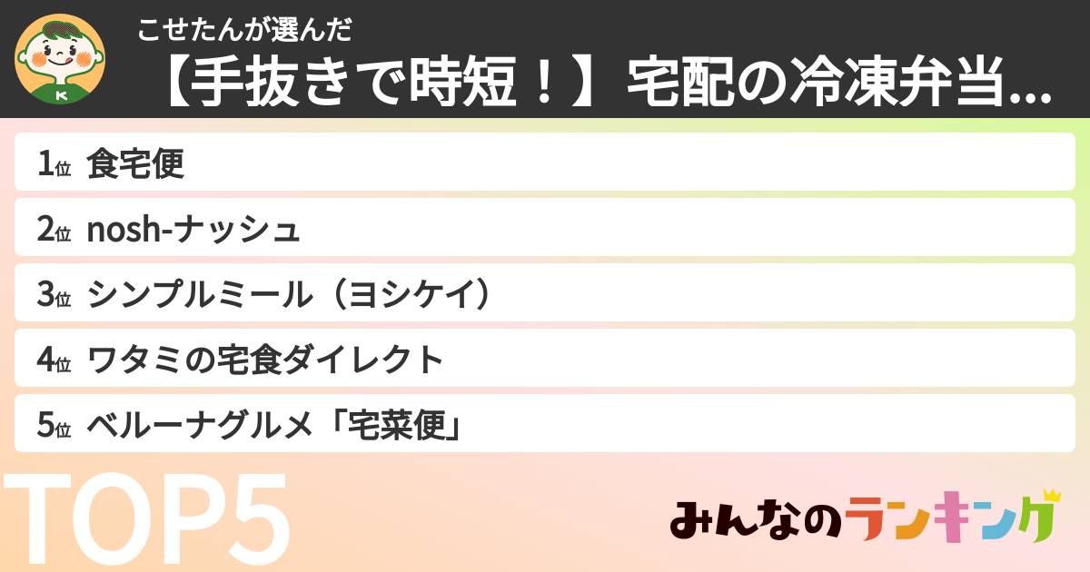 こせたんさんの「【手抜きで時短!】宅配の冷凍弁当サービスランキング」