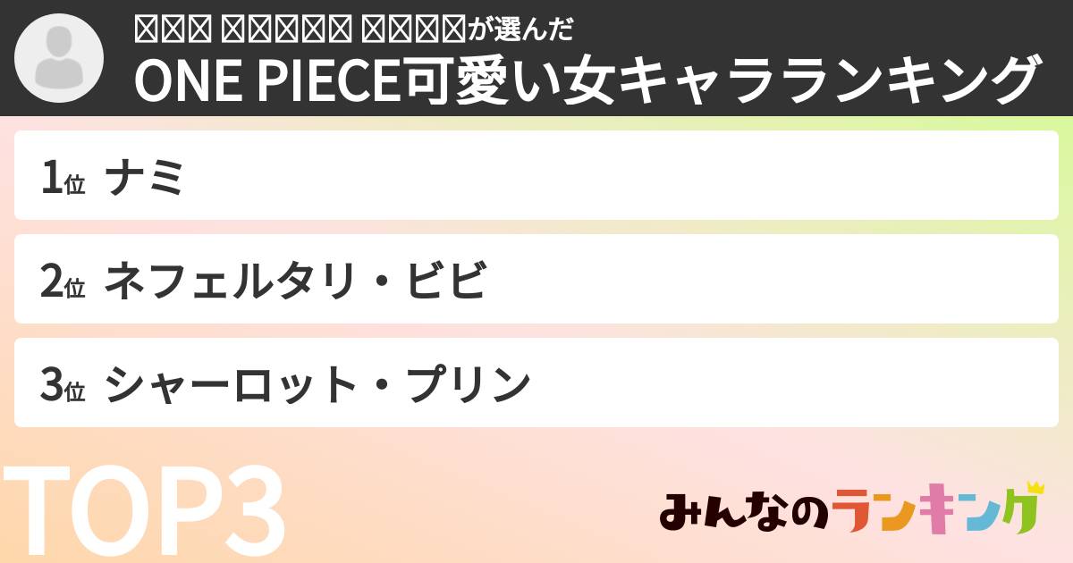𝙾𝙽𝙴 𝙿𝙸𝙴𝙲𝙴 𝙻𝙾𝚅𝙴さんの「ONE PIECE可愛い女キャラランキング」
