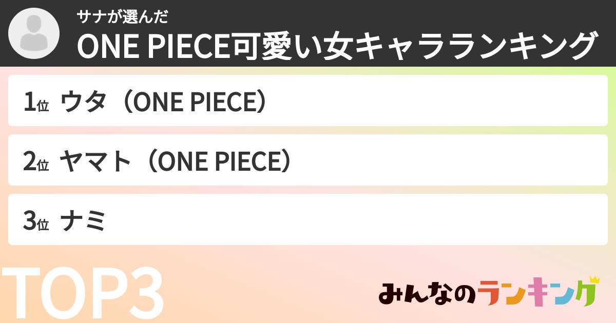 サナさんの「ONE PIECE可愛い女キャラランキング」