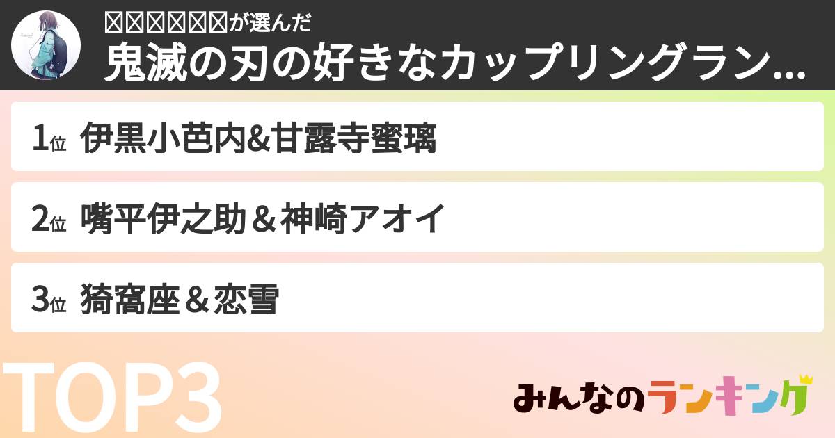 𝚜𝚊𝚔𝚞𝚛𝚊さんの「鬼滅の刃の好きなカップリングランキング」
