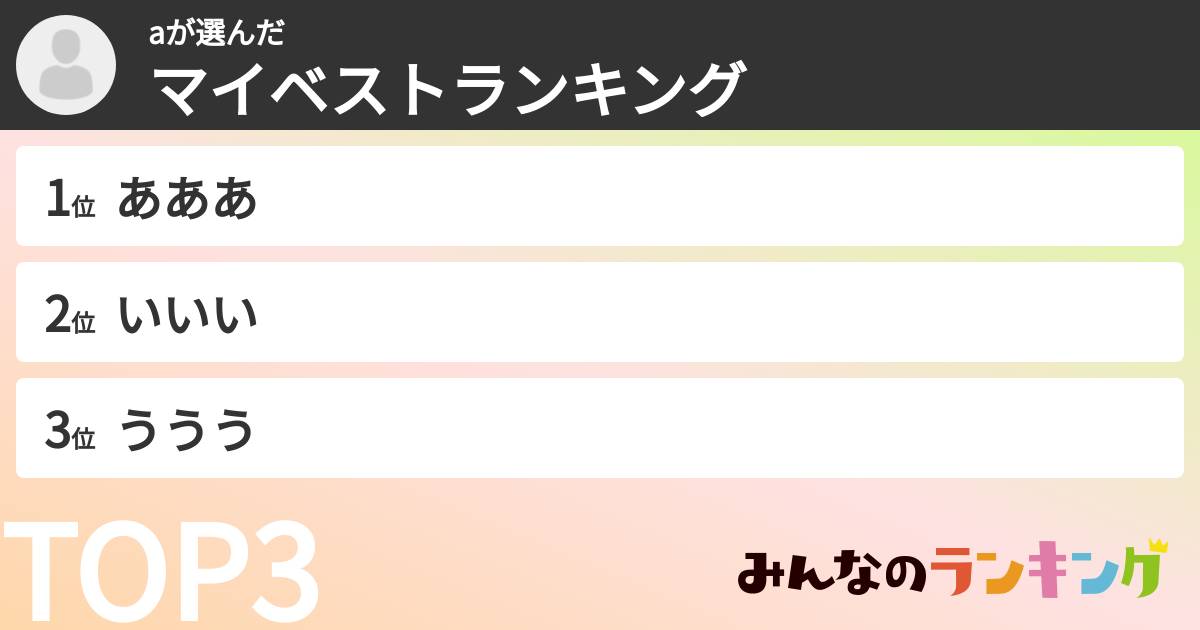 aさんの「マイベストランキング」