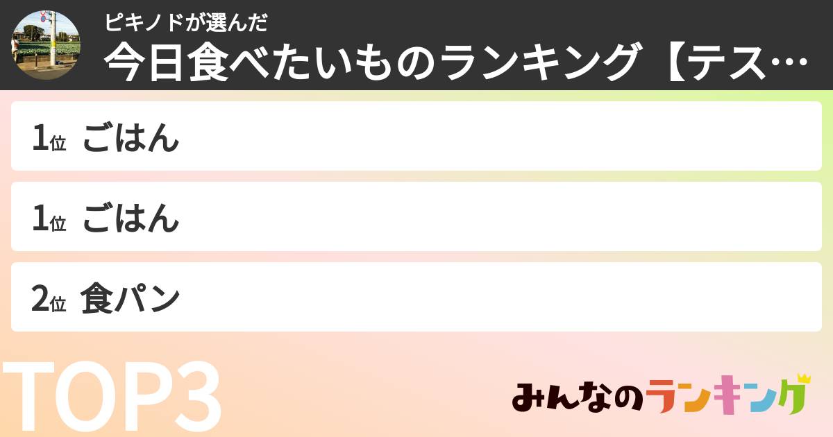 ピキノドさんの「今日食べたいものランキング【テスト】ランキング」