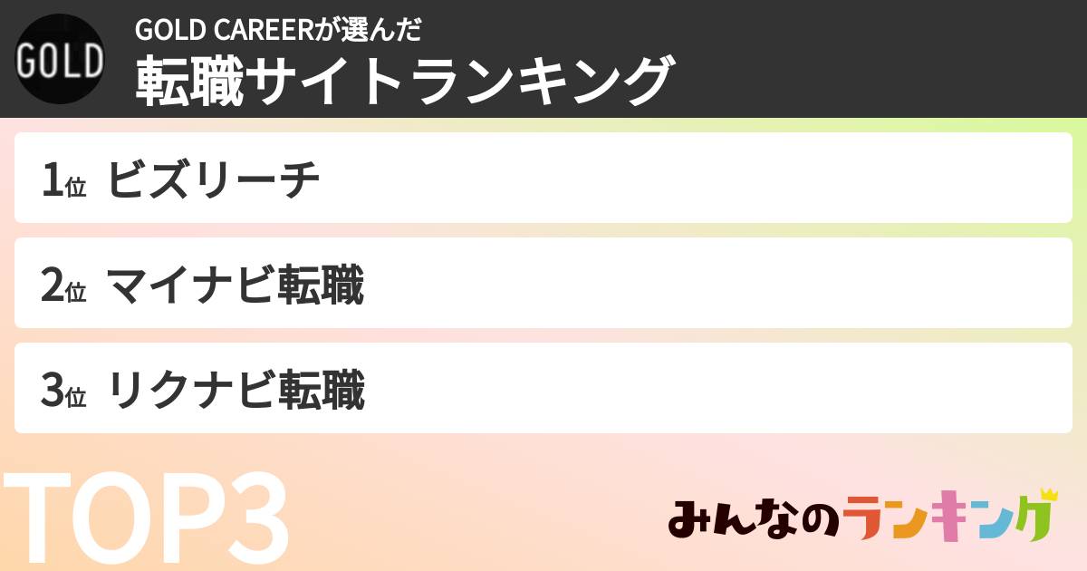 GOLD CAREERさんの「転職サイトランキング」