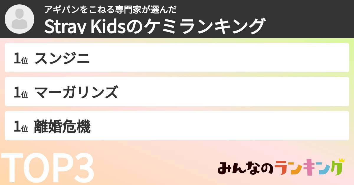 アギパンをこねる専門家さんの「Stray Kidsのケミランキング」