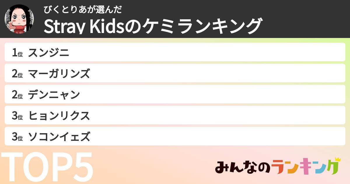 びくとりあさんの「Stray Kidsのケミランキング」