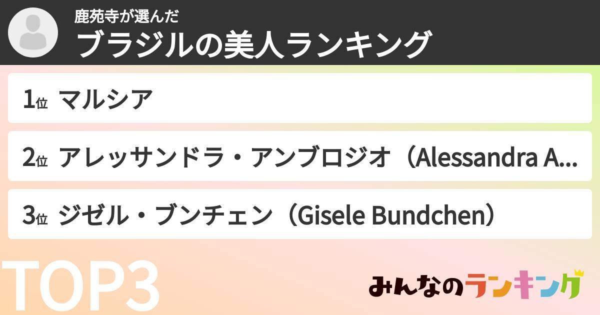 鹿苑寺さんの「ブラジルの美人ランキング」