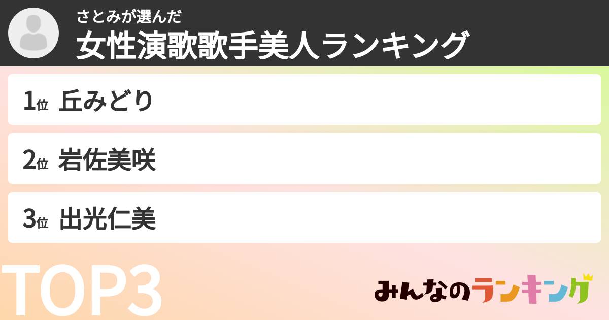 さとみさんの「女性演歌歌手美人ランキング」