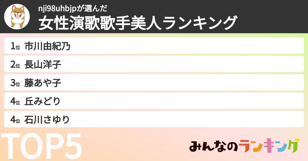 nji98uhbjpさんの「女性演歌歌手美人ランキング」