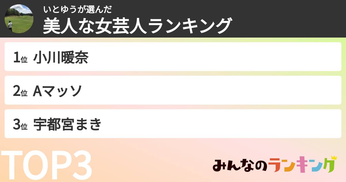 いとゆうさんの「美人な女芸人ランキング」