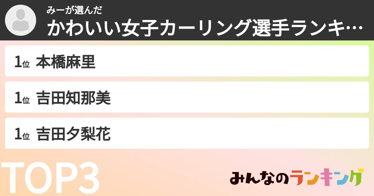 みーさんの「かわいい女子カーリング選手ランキング」