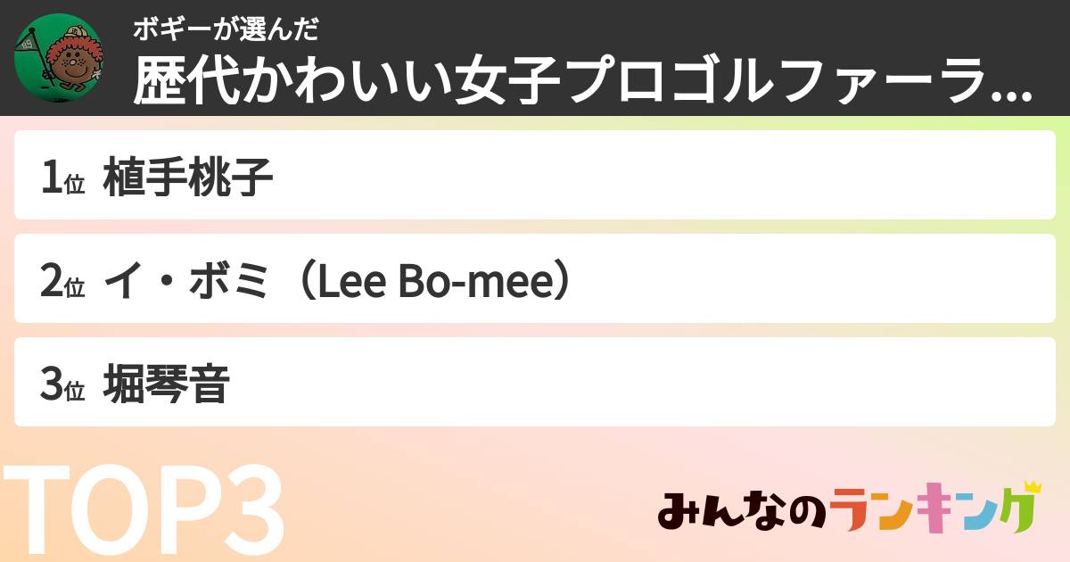 ボギーさんの「歴代かわいい女子プロゴルファーランキング」
