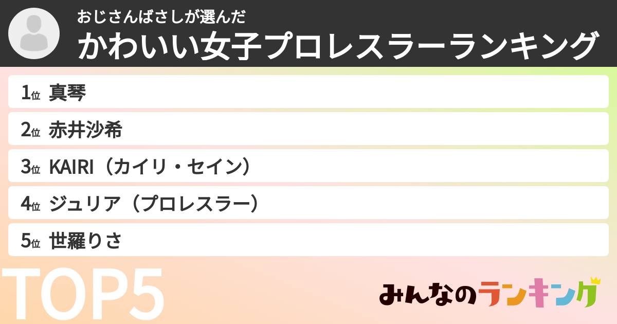おじさんばさしさんの「かわいい女子プロレスラーランキング」