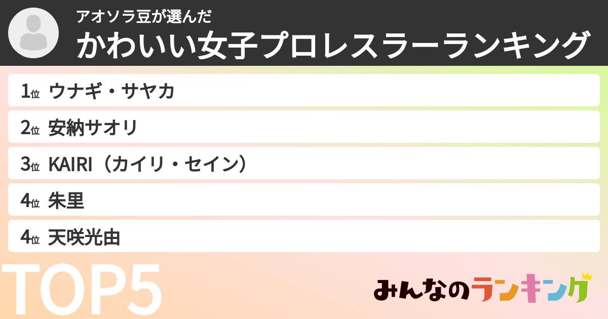 アオソラ豆さんの「かわいい女子プロレスラーランキング」