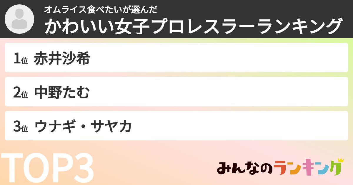 オムライス食べたいさんの「かわいい女子プロレスラーランキング」