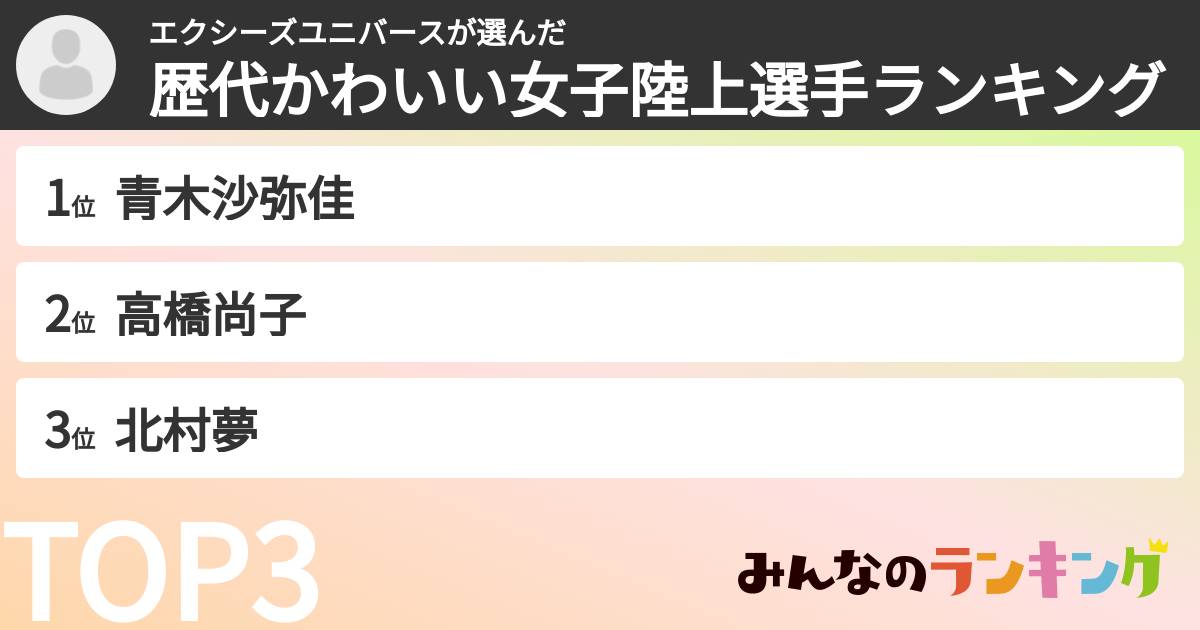 エクシーズユニバースさんの「歴代かわいい女子陸上選手ランキング」