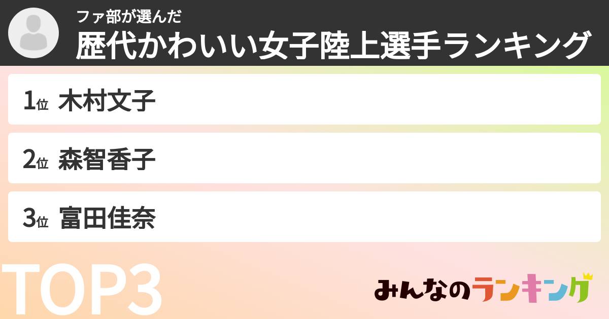 ファ部さんの「歴代かわいい女子陸上選手ランキング」