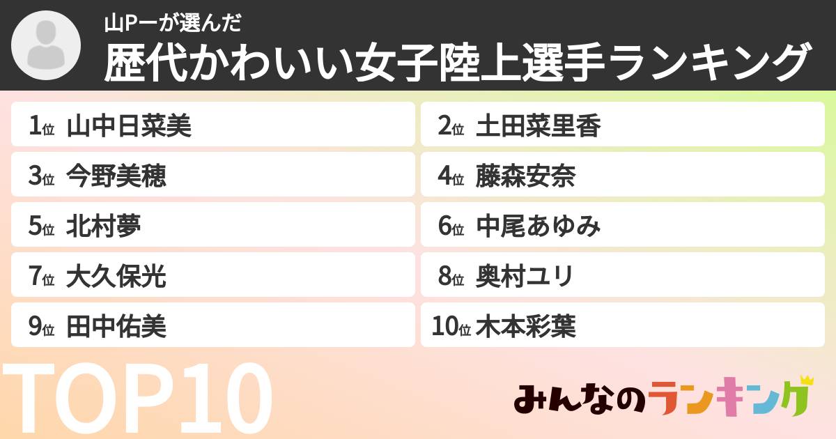 山Pーさんの「歴代かわいい女子陸上選手ランキング」