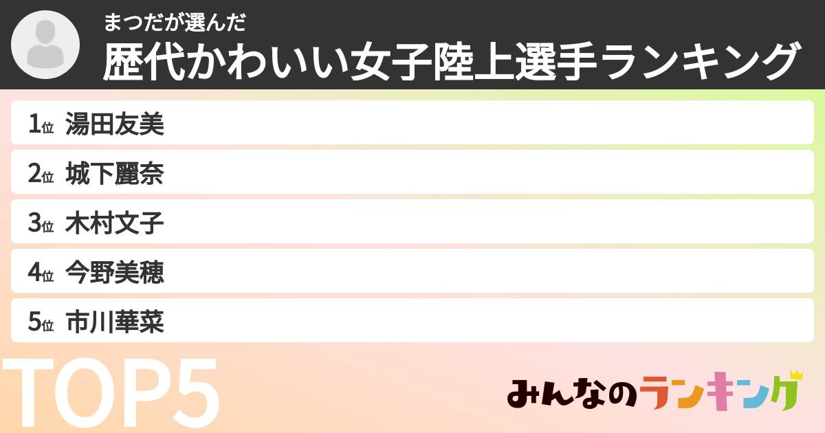 まつださんの「歴代かわいい女子陸上選手ランキング」