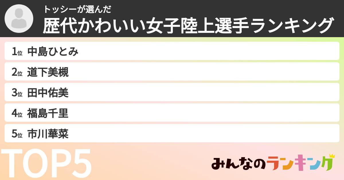 トッシーさんの「歴代かわいい女子陸上選手ランキング」