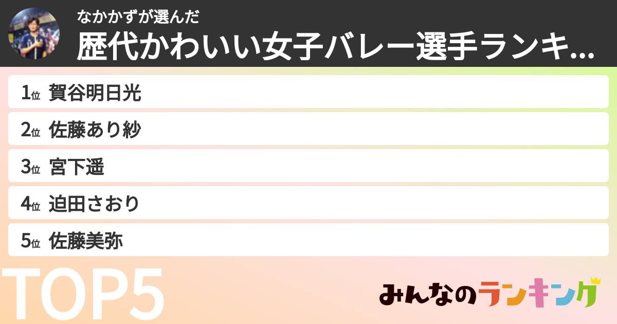 なかかずさんの「歴代かわいい女子バレー選手ランキング」