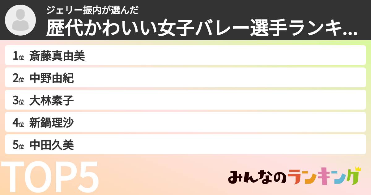 ジェリー振内さんの「歴代かわいい女子バレー選手ランキング」