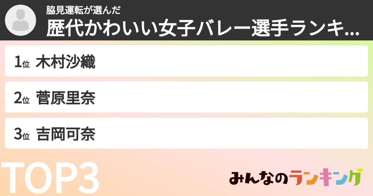 脇見運転さんの「歴代かわいい女子バレー選手ランキング」