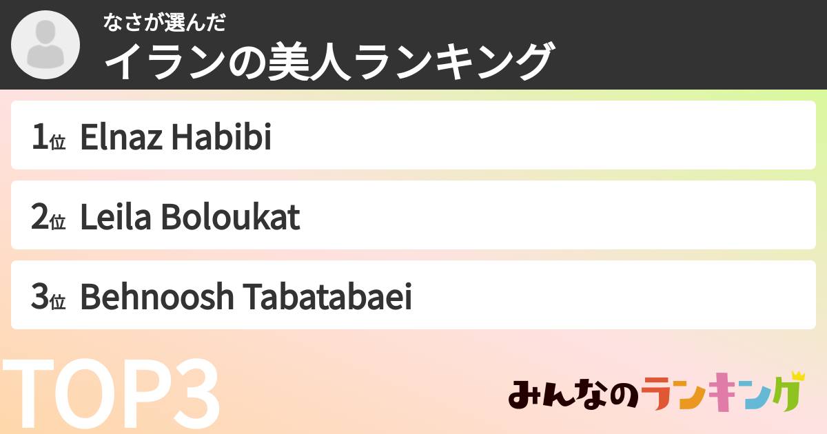 なささんの「イランの美人ランキング」