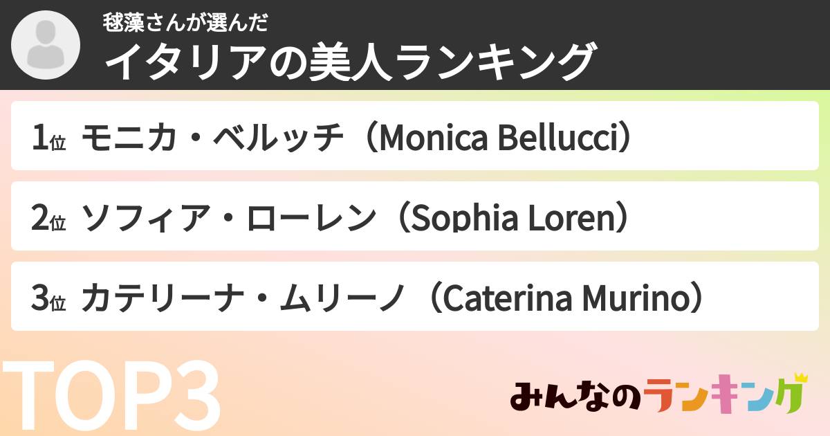 毬藻さんさんの「イタリアの美人ランキング」